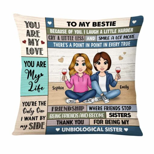 Personalized Friendship Because of You I Laugh a Little Harder Pillow