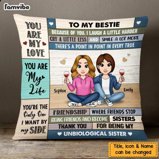 Personalized Friendship Because of You I Laugh a Little Harder Pillow