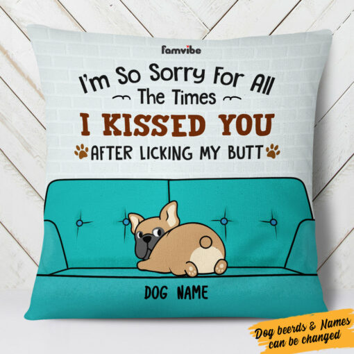 Personalized Funny Dog Mom Dog Kiss Pillow