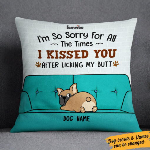 Personalized Funny Dog Mom Dog Kiss Pillow