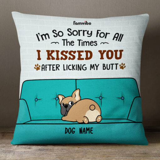 Personalized Funny Dog Mom Dog Kiss Pillow