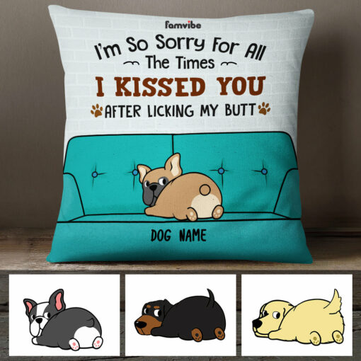 Personalized Funny Dog Mom Dog Kiss Pillow