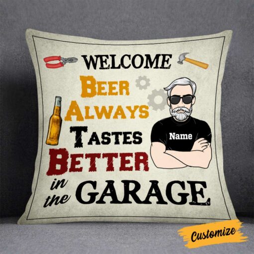 Personalized Garage Beer Pillow