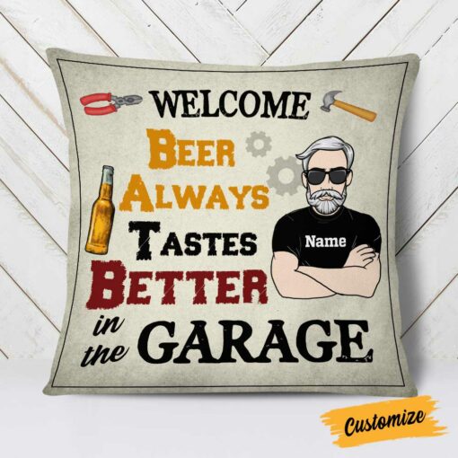 Personalized Garage Beer Pillow