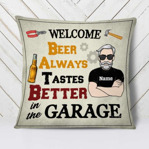 Personalized Garage Beer Pillow