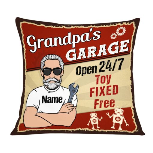 Personalized Garage Dad Grandpa Toy Fixed Pillow