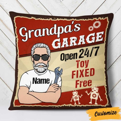 Personalized Garage Dad Grandpa Toy Fixed Pillow