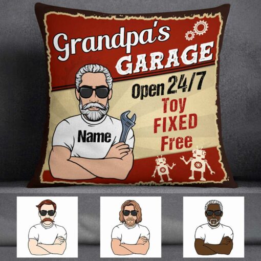 Personalized Garage Dad Grandpa Toy Fixed Pillow