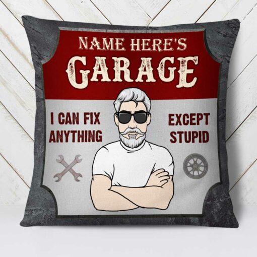 Personalized Garage I Can Fix Anything Pillow