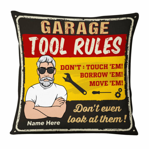 Personalized Garage Man Cave Pillow