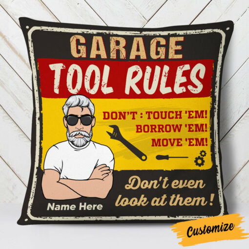 Personalized Garage Man Cave Pillow