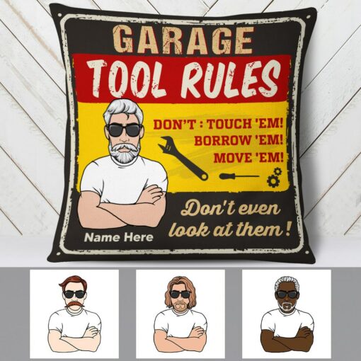 Personalized Garage Man Cave Pillow