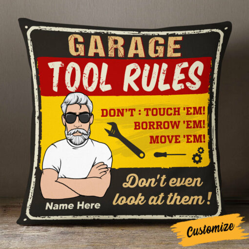 Personalized Garage Man Cave Pillow