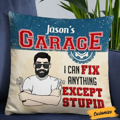 Personalized Garage Mechanic Pillow