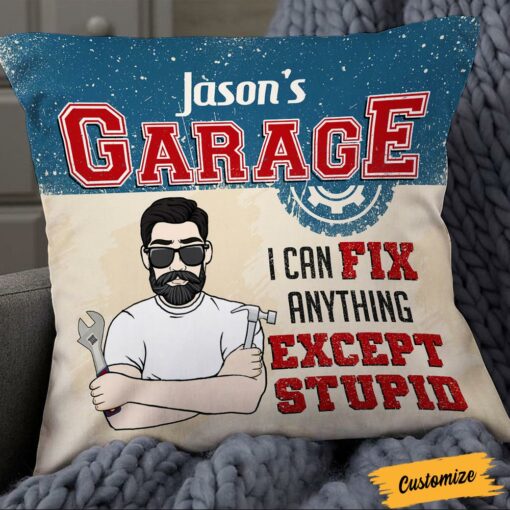 Personalized Garage Mechanic Pillow