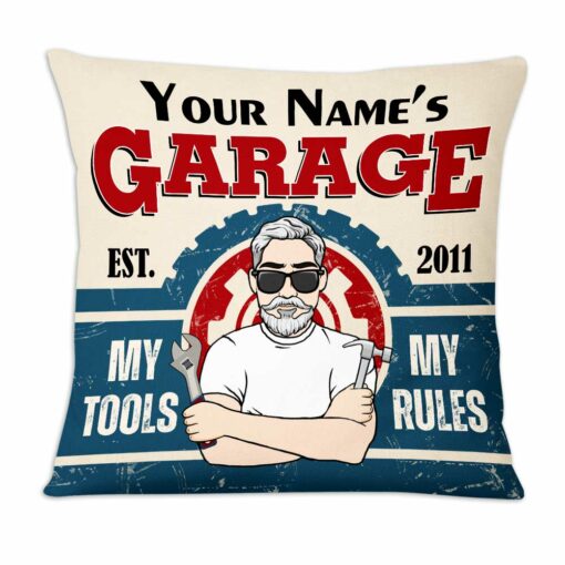 Personalized Garage My Tools My Rules Pillow