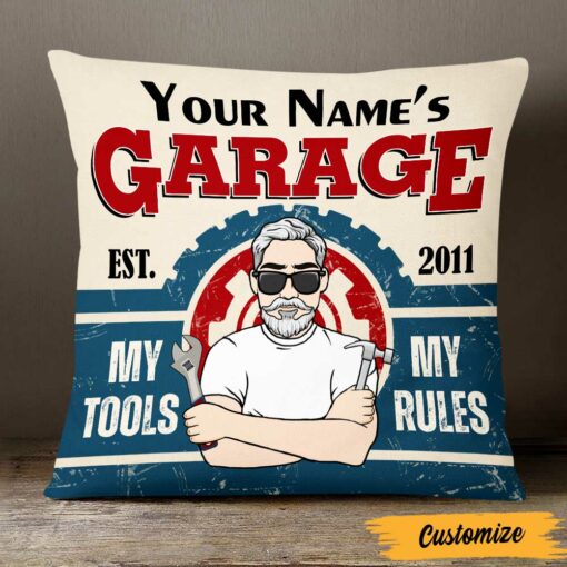 Personalized Garage My Tools My Rules Pillow