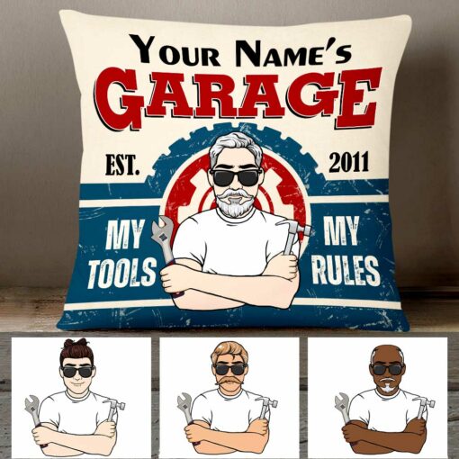 Personalized Garage My Tools My Rules Pillow