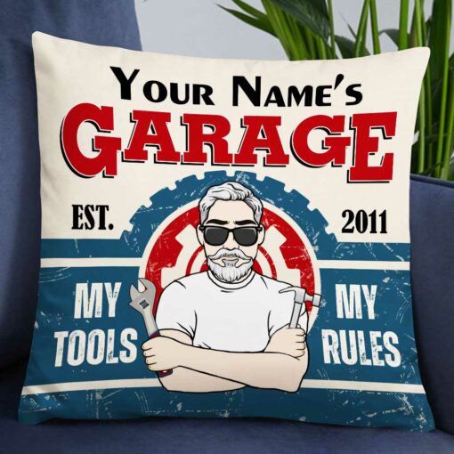 Personalized Garage My Tools My Rules Pillow