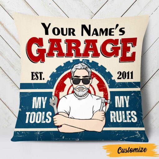 Personalized Garage My Tools My Rules Pillow