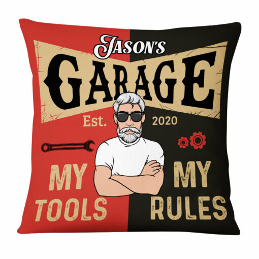 Personalized Garage Sanctuary Pillow