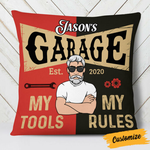 Personalized Garage Sanctuary Pillow