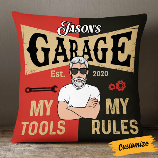 Personalized Garage Sanctuary Pillow