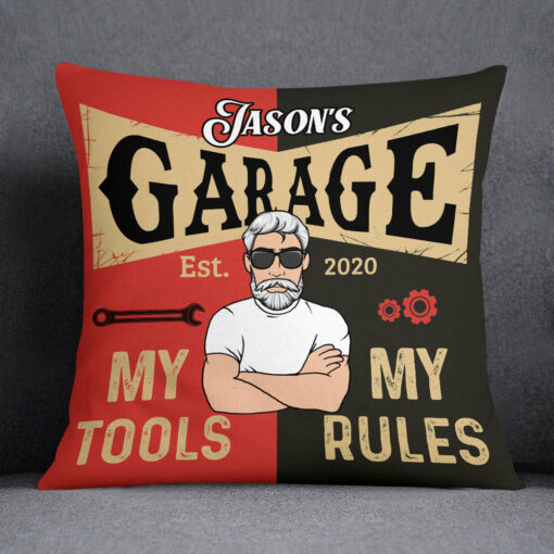 Personalized Garage Sanctuary Pillow