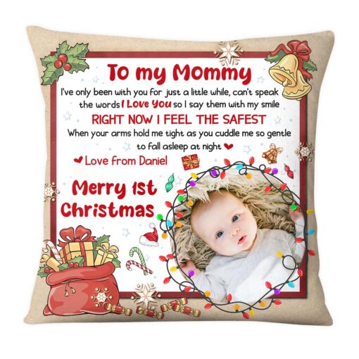 Personalized Gift For Baby Merry 1st Christmas�Upload Photo Pillow