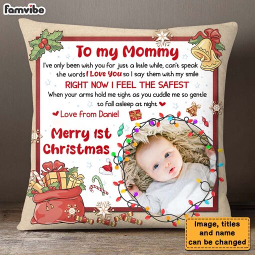 Personalized Gift For Baby Merry 1st Christmas�Upload Photo Pillow