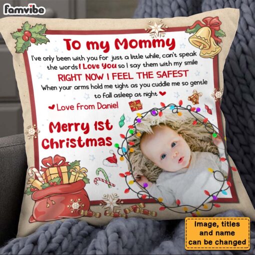 Personalized Gift For Baby Merry 1st Christmas�Upload Photo Pillow