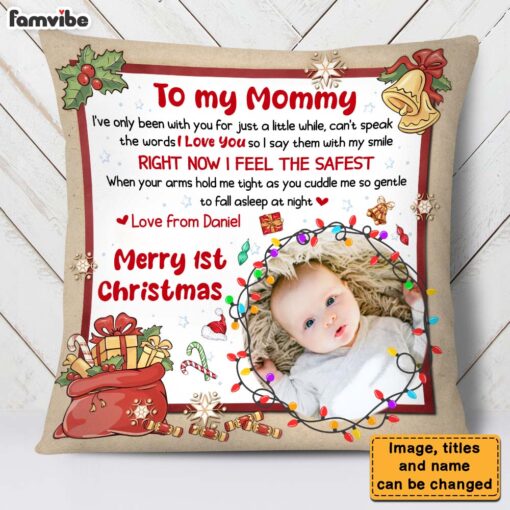 Personalized Gift For Baby Merry 1st Christmas�Upload Photo Pillow