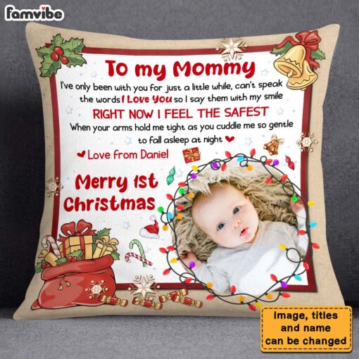 Personalized Gift For Baby Merry 1st Christmas�Upload Photo Pillow