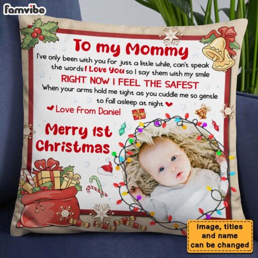 Personalized Gift For Baby Merry 1st Christmas�Upload Photo Pillow