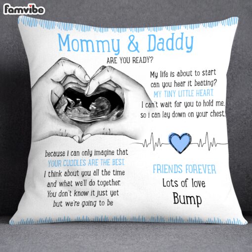 Personalized Gift For Baby Mommy & Daddy To Be My Life Is About To Start Pillow