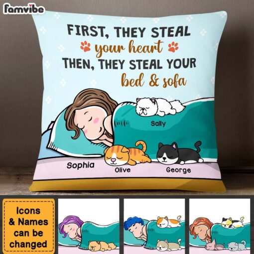 Personalized Gift For Cat Mom Cat Steal Your Bed Pillow