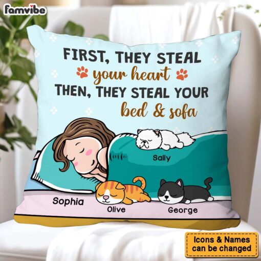 Personalized Gift For Cat Mom Cat Steal Your Bed Pillow