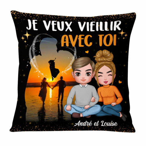 Personalized Gift For Couple French I Want To Grow Old With You Pillow