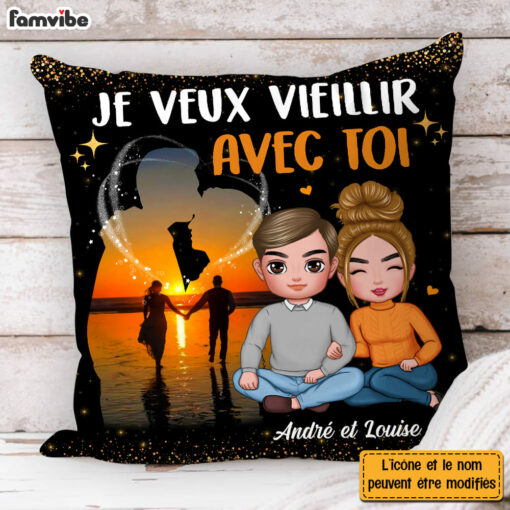 Personalized Gift For Couple French I Want To Grow Old With You Pillow