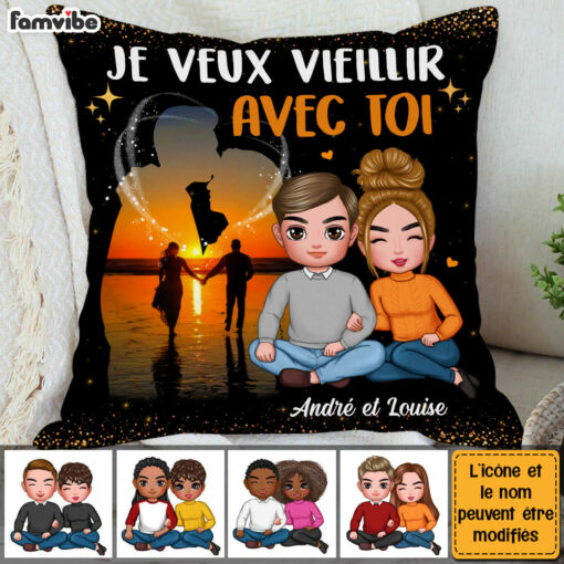 Personalized Gift For Couple French I Want To Grow Old With You Pillow