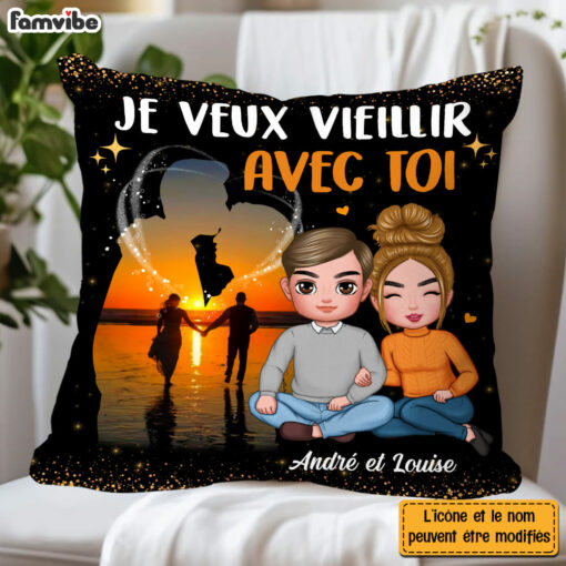 Personalized Gift For Couple French I Want To Grow Old With You Pillow