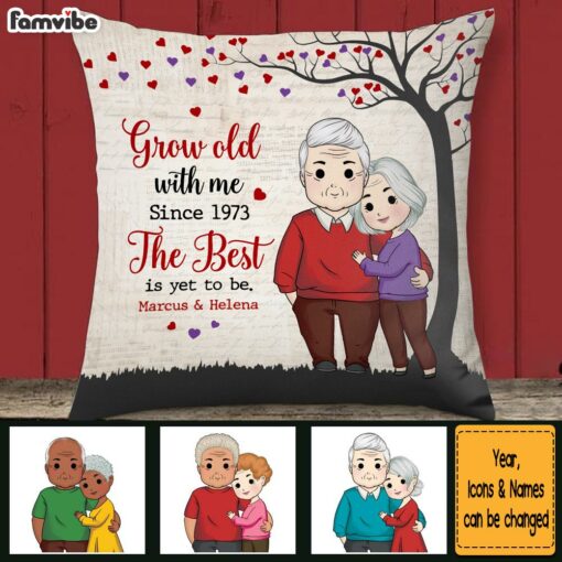 Personalized Gift For Couple Grow Old With Me Pillow