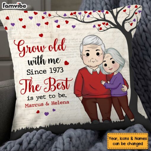 Personalized Gift For Couple Grow Old With Me Pillow