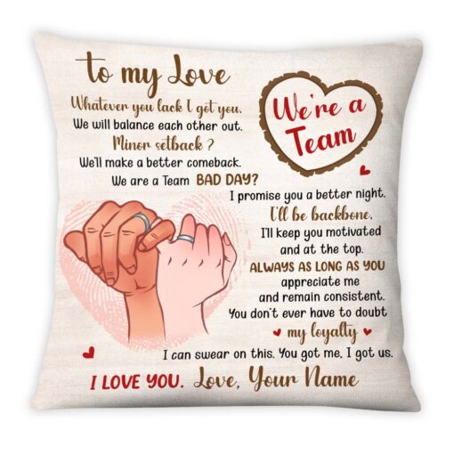 Personalized Gift For Couple We’re A Team Forever Hand Pillow