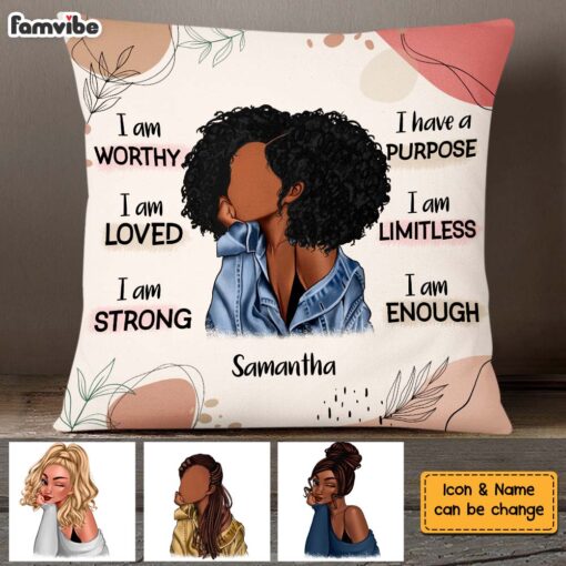 Personalized Gift For Daughter Affirmation I Am Worthy Pillow