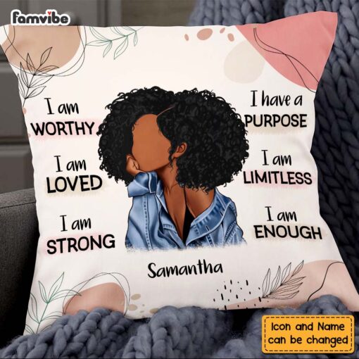 Personalized Gift For Daughter Affirmation I Am Worthy Pillow