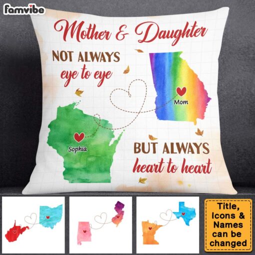 Personalized Gift For Daughter Always Heart To Heart Long Distance Gift Pillow