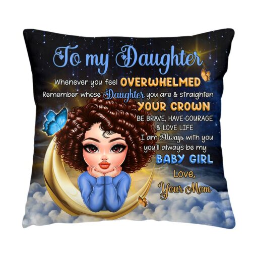 Personalized Gift For Daughter Blue Butterfly Moon Pillow