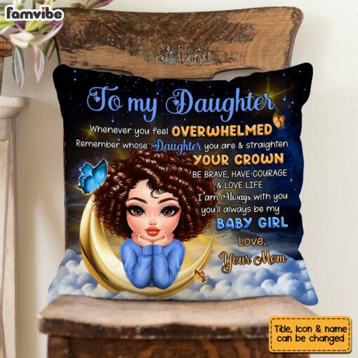 Personalized Gift For Daughter Blue Butterfly Moon Pillow