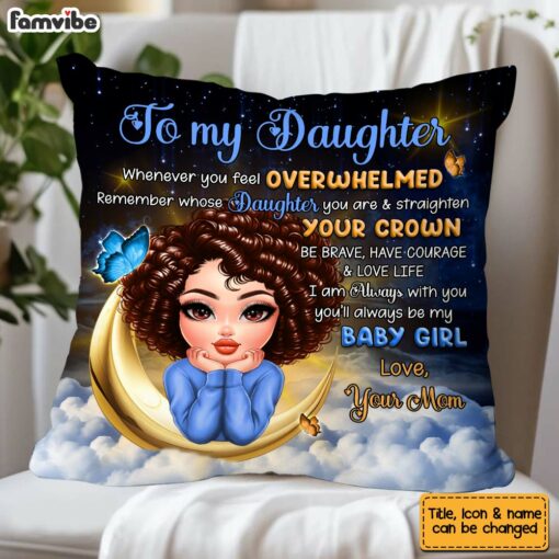 Personalized Gift For Daughter Blue Butterfly Moon Pillow